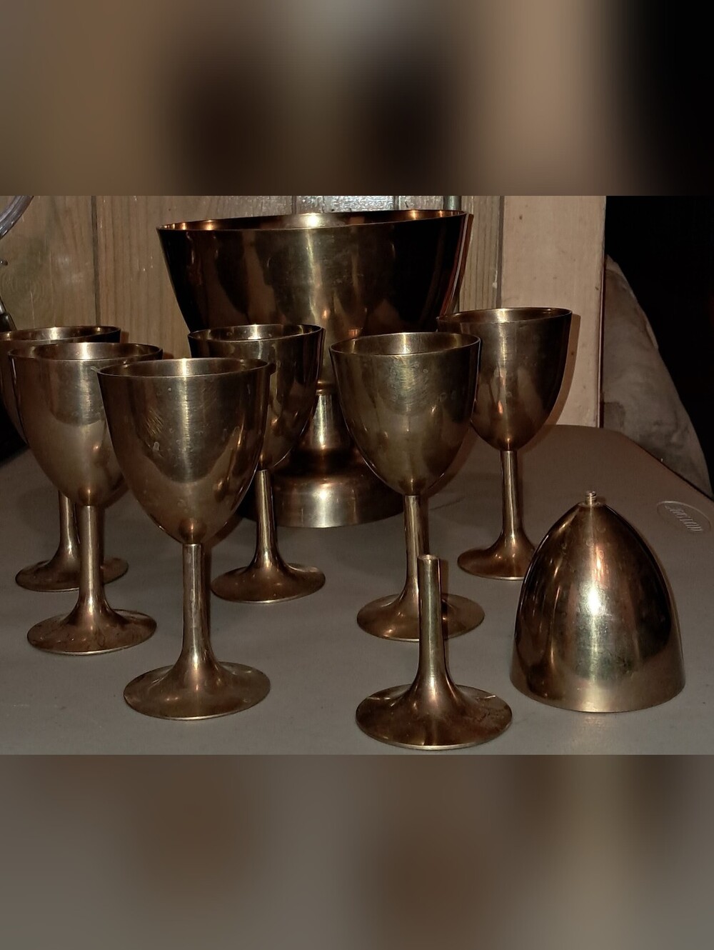 Punch Bowl & Goblets Brass Vintage